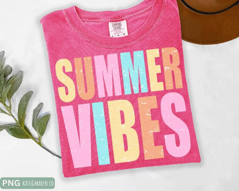DTF Full Color Transfer - Summer Vibes Pastel Letters