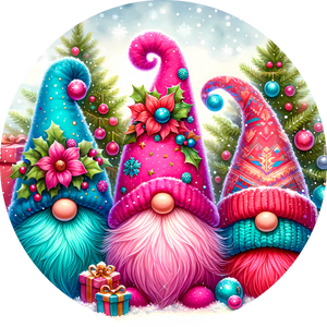 3" Ornament UV DTF Decal - Teal Hot Pink Gnomes