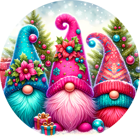 3" Ornament UV DTF Decal - Teal Hot Pink Gnomes