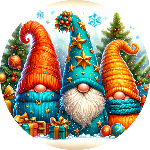 3" Ornament UV DTF Decal - Teal Orange Gnomes