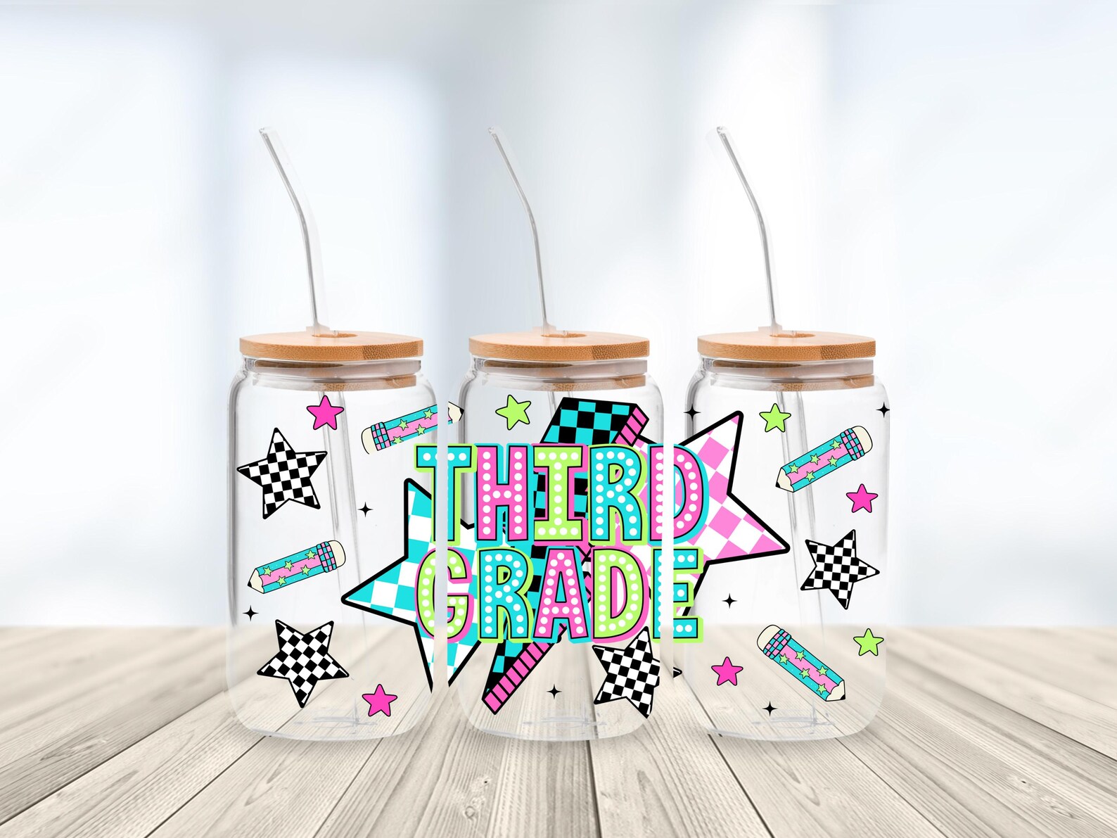 16oz UV DTF Wrap - Bright Third Grade w/Check Star