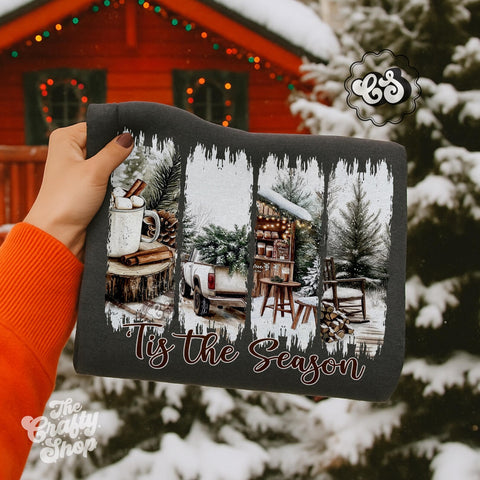 DTF Full Color TShirt Transfer - Tis The Season Cabin