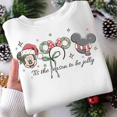 DTF Full Color TShirt Transfer - Tis the Season To Be Jolly Mouse