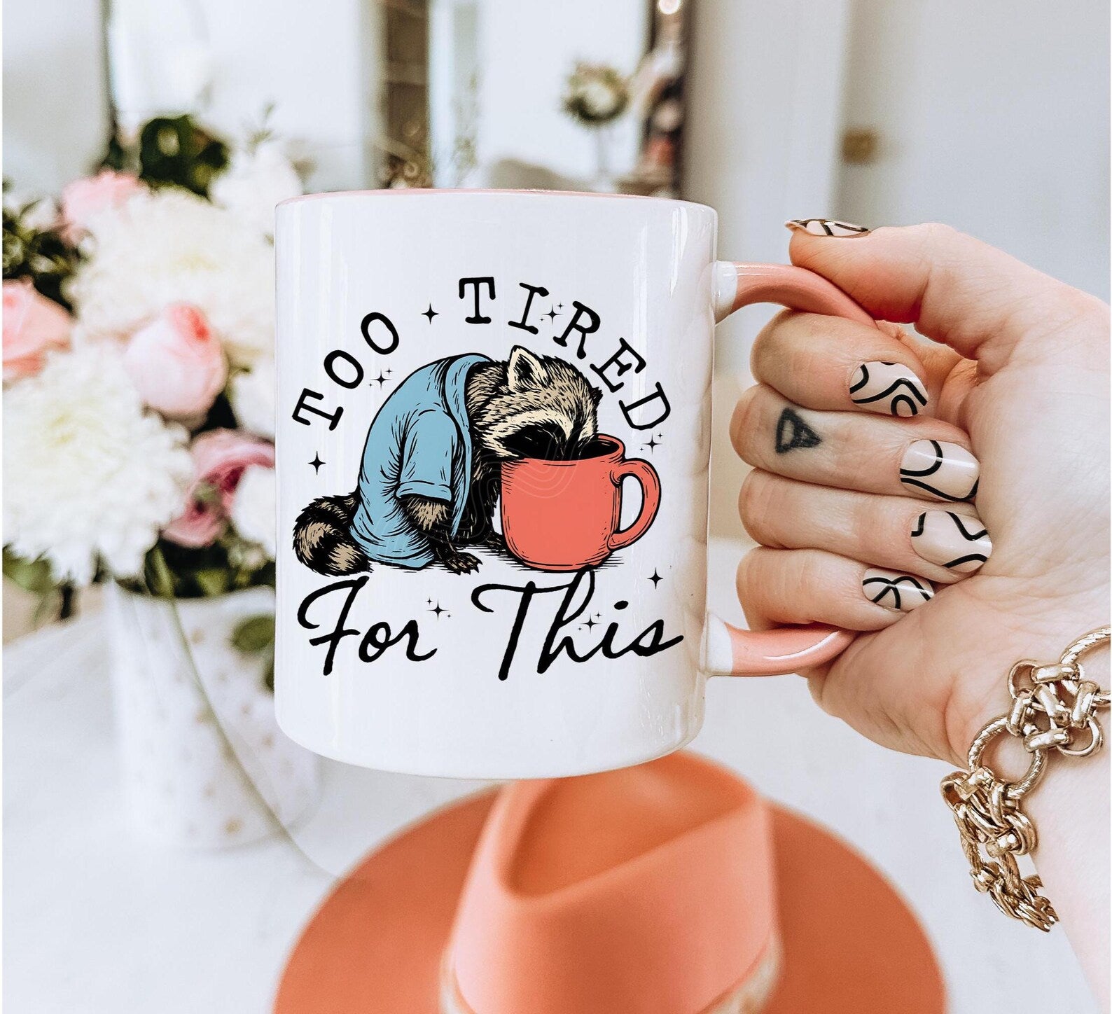 UV DTF Decal - Too Tired For This Raccoon