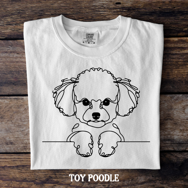 DTF Full Color TShirt Transfer - Simple Sketch Dog - You Choose Color & Breed!