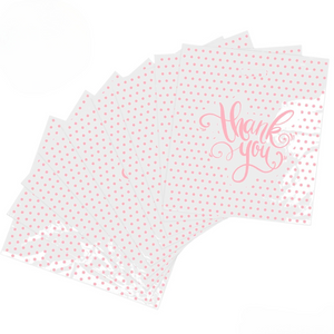 15x18" White Pink Polka Dot Thank You Merchandise Bags
