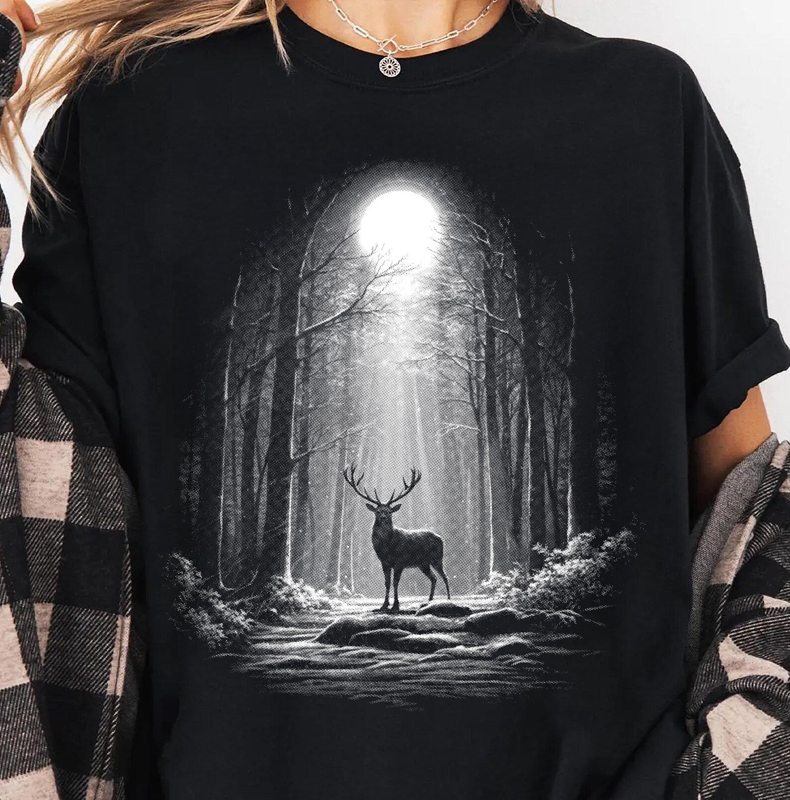 DTF Full Color TShirt Transfer - White Shadow Winter Deer