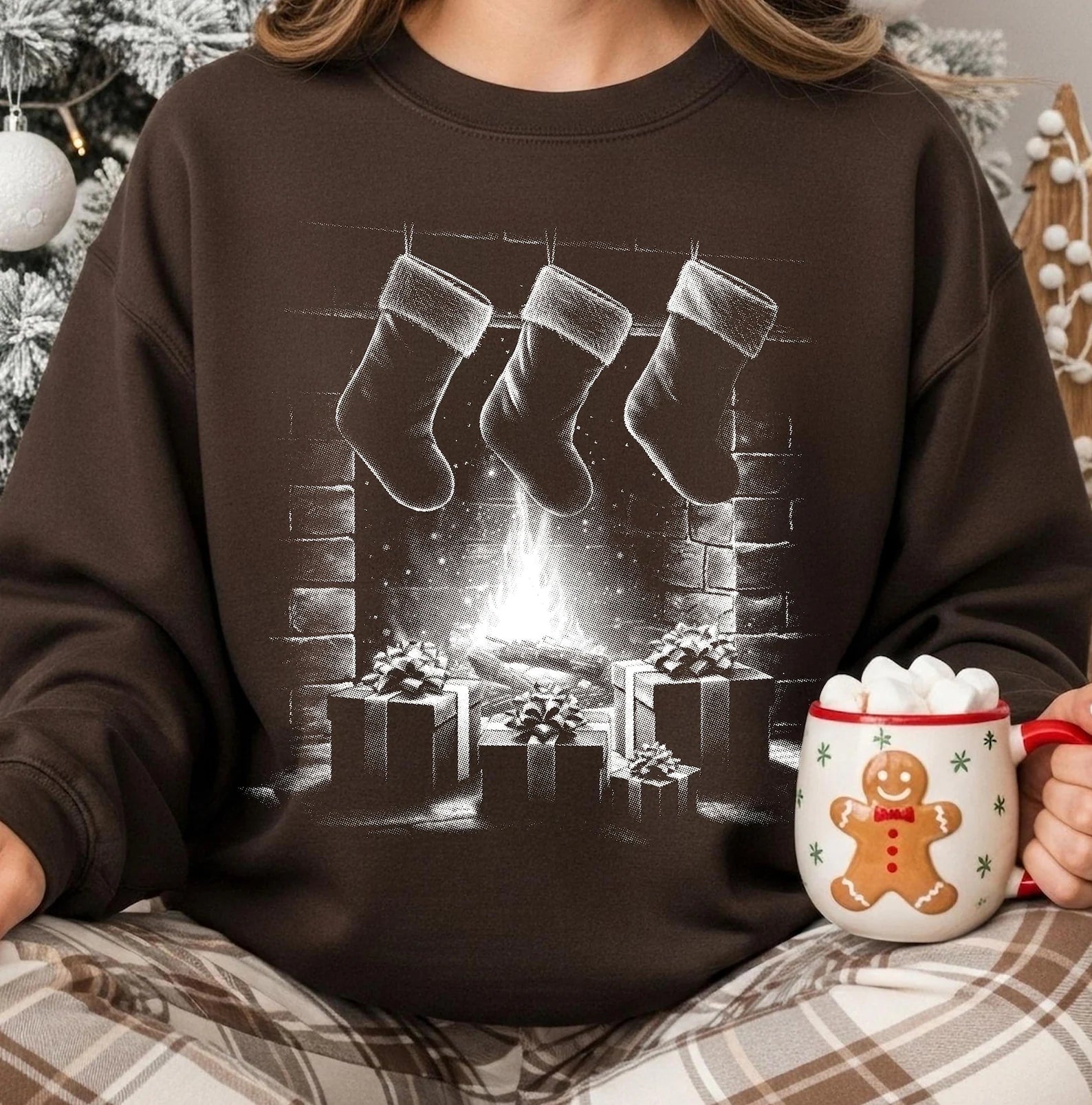 DTF Full Color TShirt Transfer - White Shadow Cozy Fireplace