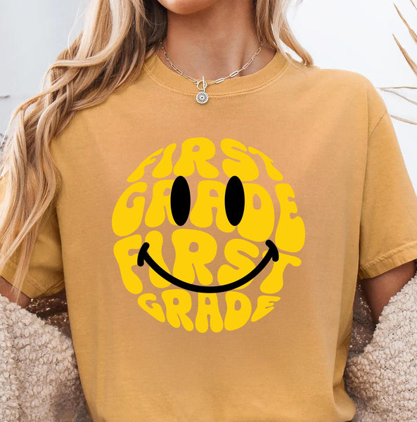 DTF Full Color TShirt Transfer - Yellow Smiley Grades