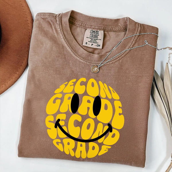 DTF Full Color TShirt Transfer - Yellow Smiley Grades