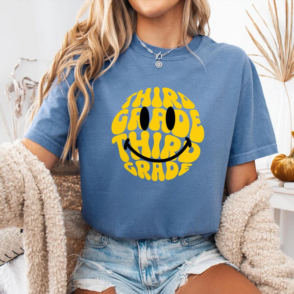 DTF Full Color TShirt Transfer - Yellow Smiley Grades