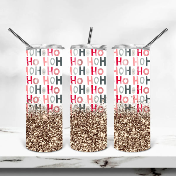 Ho Ho Glitter - 1 Sublimation Wrap Only! 16oz Skinny Tumbler Sublimation Wrap