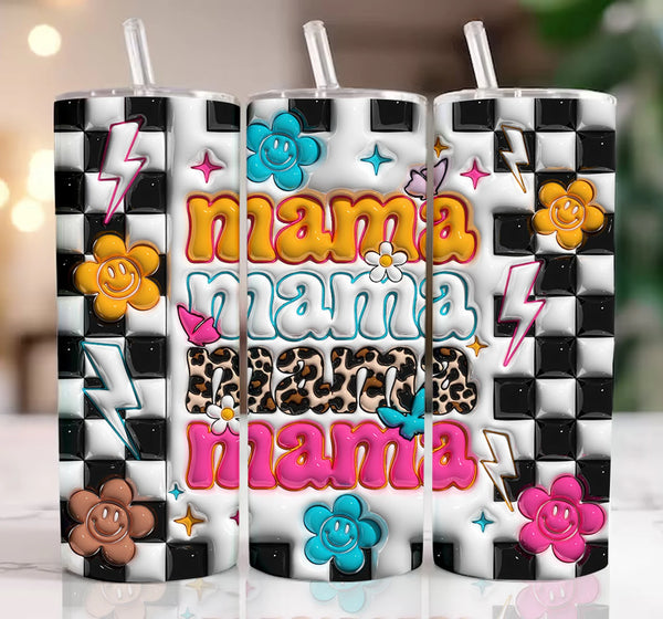 Checkered MAMA Inflated - 1 Sublimation Wrap Only! 16oz Skinny Tumbler Sublimation Wrap