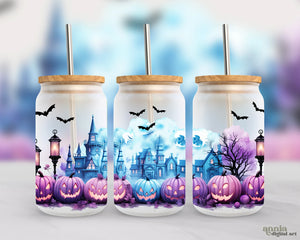 16oz UV DTF Wrap - Purple Blue Pumpkins