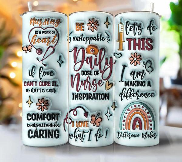 Daily Dose Nurse Puff - 1 Sublimation Wrap Only! 16oz Skinny Tumbler Sublimation Wrap