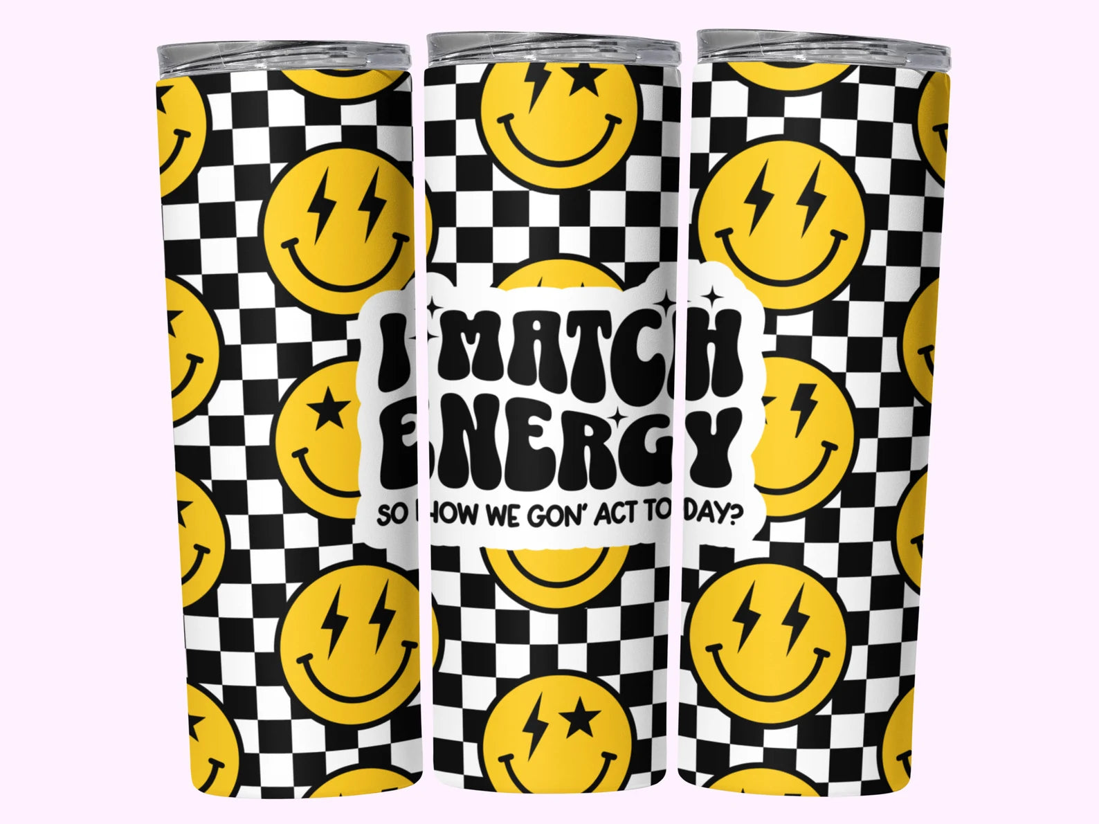 Match Energy Smiley - 1 Sublimation Wrap Only! 16oz Skinny Tumbler Sublimation Wrap