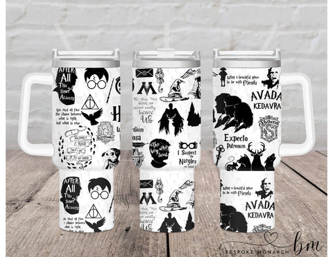 40oz UV DTF Wrap - Full Top & Bottom - HP Things Black