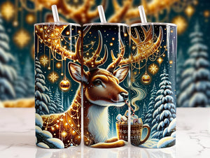 Light Up Deer - 1 16oz Skinny Tumbler Sublimation Wrap