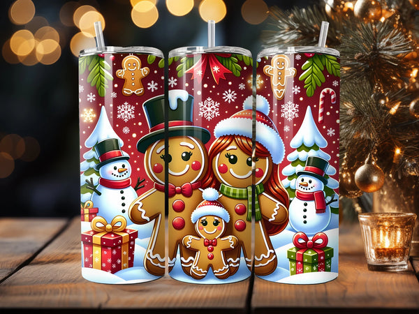 Gingerbread Family - 1 Sublimation Wrap Only! 20oz Skinny Tumbler Sublimation Wrap