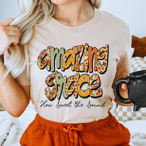 DTF Full Color Transfer - Amazing Grace Fall Floral