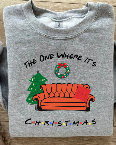 DTF Full Color TShirt Transfer - The One Where It's Christmas Couch