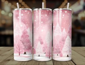 Pink Christmas Trees - 1 16oz Skinny Tumbler Sublimation Wrap