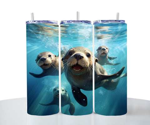 Skinny Tumbler Sublimation Wrap - Cute Seals