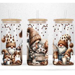 16oz UV DTF Wrap - Brown Confetti Gnomes