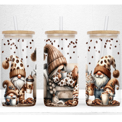 16oz UV DTF Wrap - Brown Confetti Gnomes