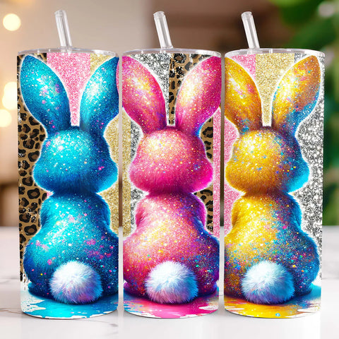 Skinny Tumbler Sublimation Wrap - Sparkly Bunnies