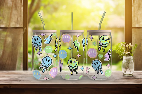 16oz UV DTF Wrap - Pastel Drip Smiles