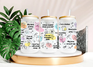 Self Affirmations *Cuss Words* - 1 Sublimation Wrap Only! 16oz SUBLIMATION Tumbler Wrap