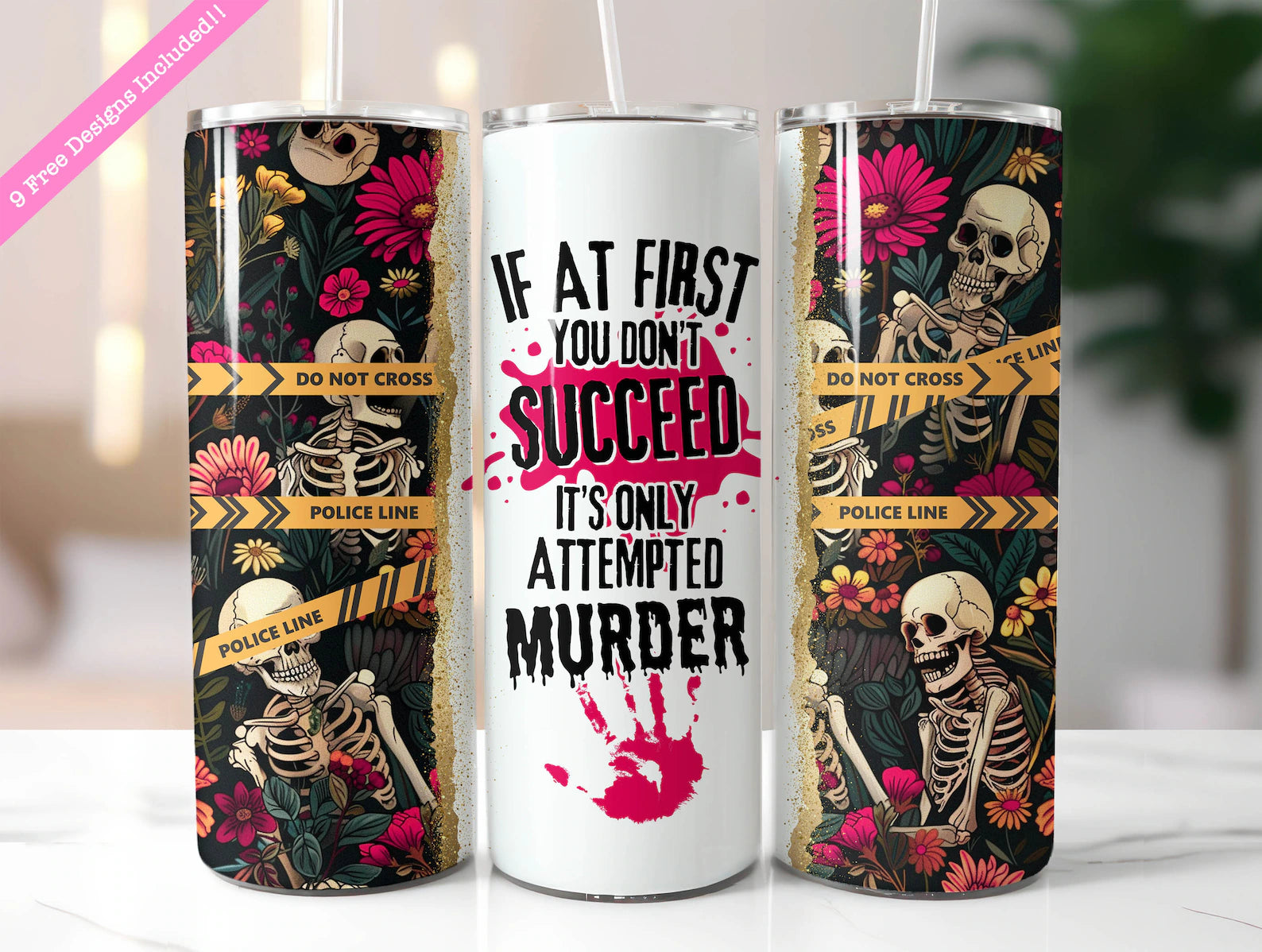 Skinny Tumbler Sublimation Wrap - Attempted Mur*er