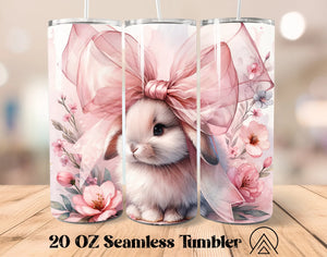 Skinny Tumbler Sublimation Wrap - Bunny Bow