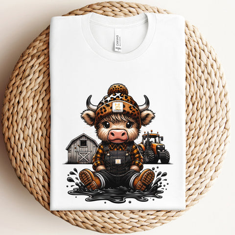 DTF Full Color Transfer - Highland Cow Leopard Beanie