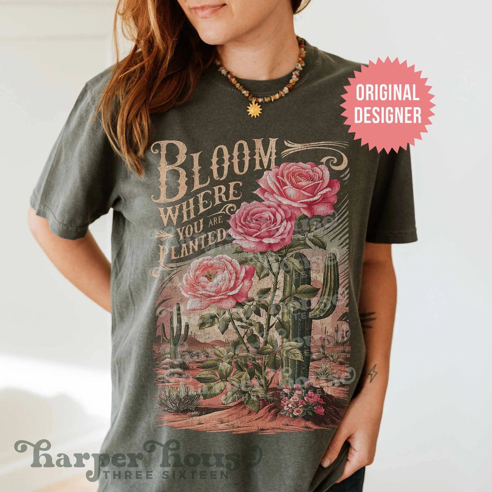 DTF Full Color Transfer - Bloom Where You Are Planted Western