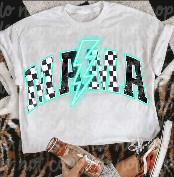 DTF Full Color Transfer - Mama Neon Lightning (YOU CHOOSE THE COLOR!)