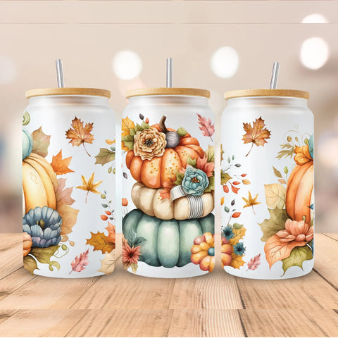 16oz UV DTF Wrap - Stacked Fall Pumpkins