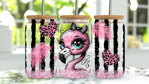 16oz UV DTF Wrap - Wide Eyed Flamingo
