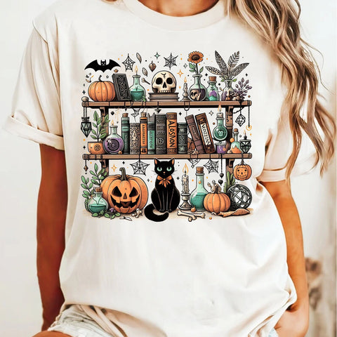 DTF Full Color Transfer - Spooky Bookshelf