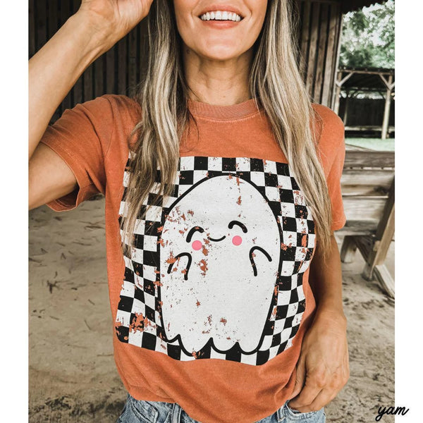 DTF Full Color Transfer - Cute Checkered Ghostie