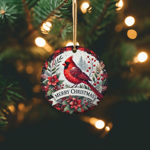 3" Ornament UV DTF Decal - Christmas Cardinal