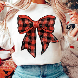 DTF Full Color TShirt Transfer - Buffalo Plaid Bow