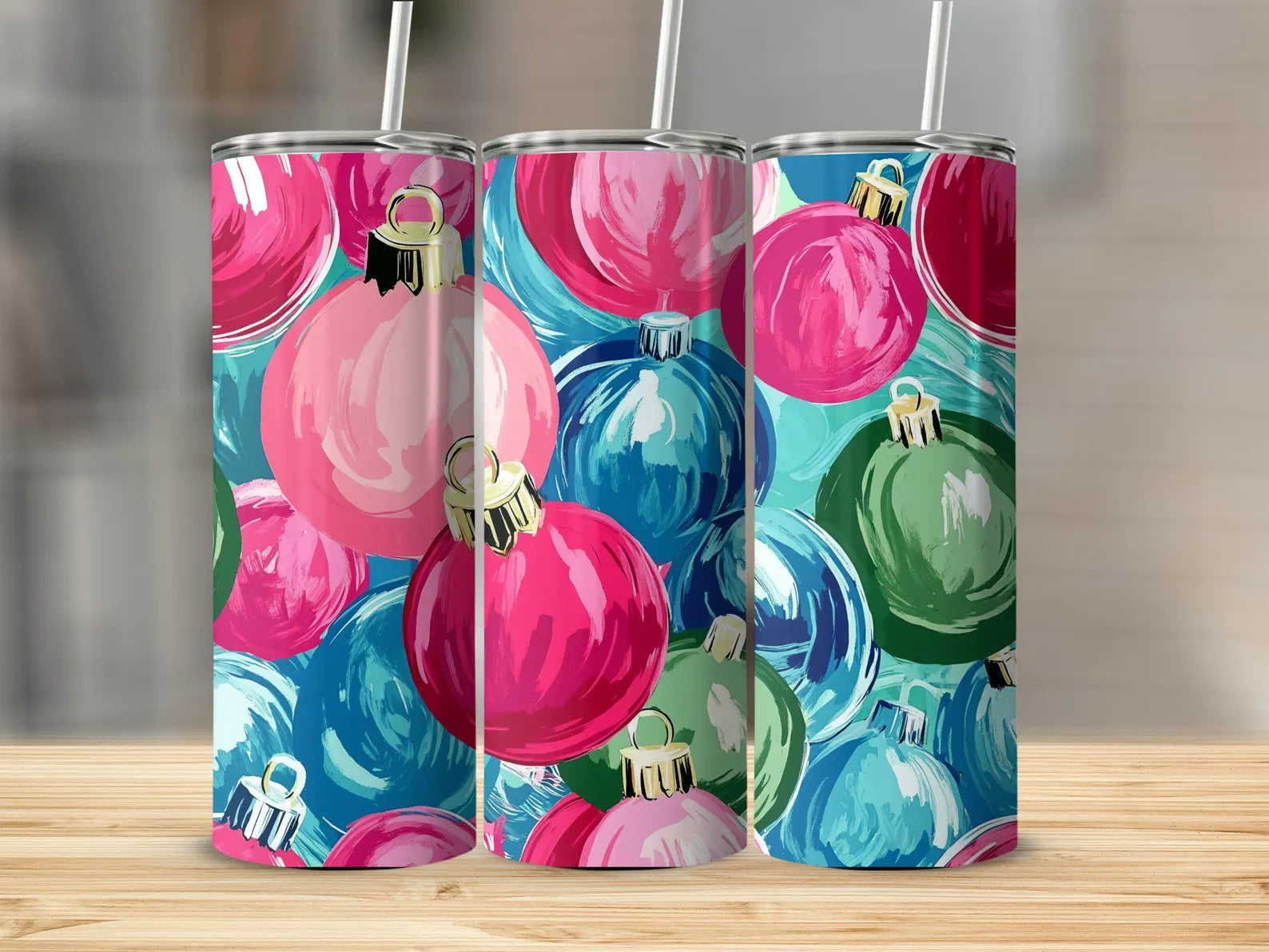 Painted Ornaments - 1 16oz Skinny Tumbler Sublimation Wrap