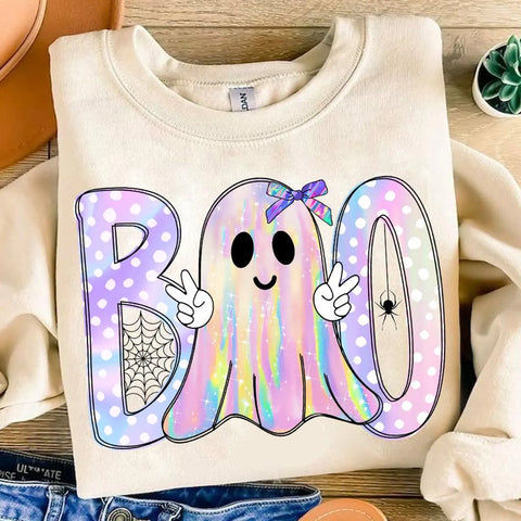 DTF Full Color Transfer - Iridescent Ghost BOO