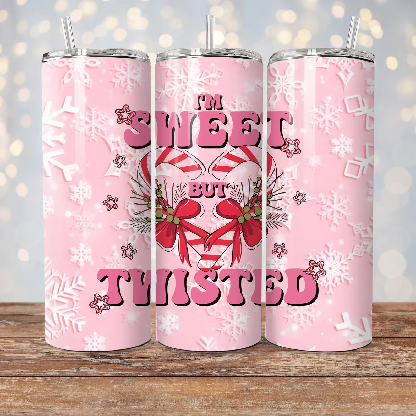 I'm Sweet But Twisted Pink - 1 16oz Skinny Tumbler Sublimation Wrap