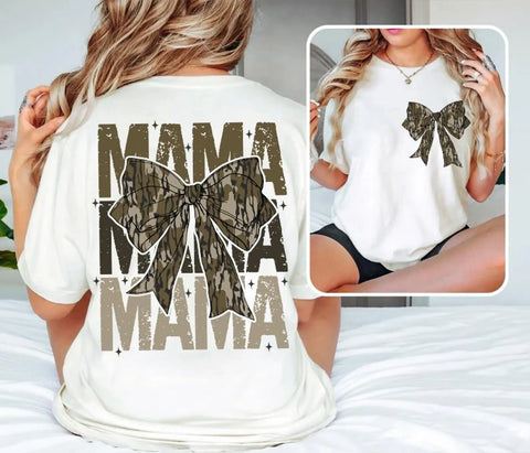 DTF Full Color Transfer - Mama Camo Bow - FREE POCKET!