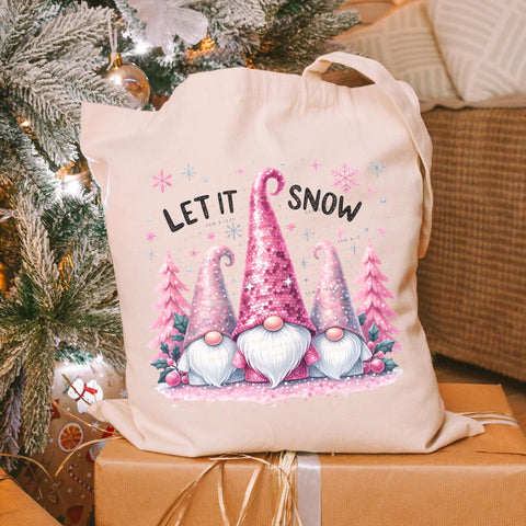 DTF Full Color Transfer - Let It Snow Pink Gnomes
