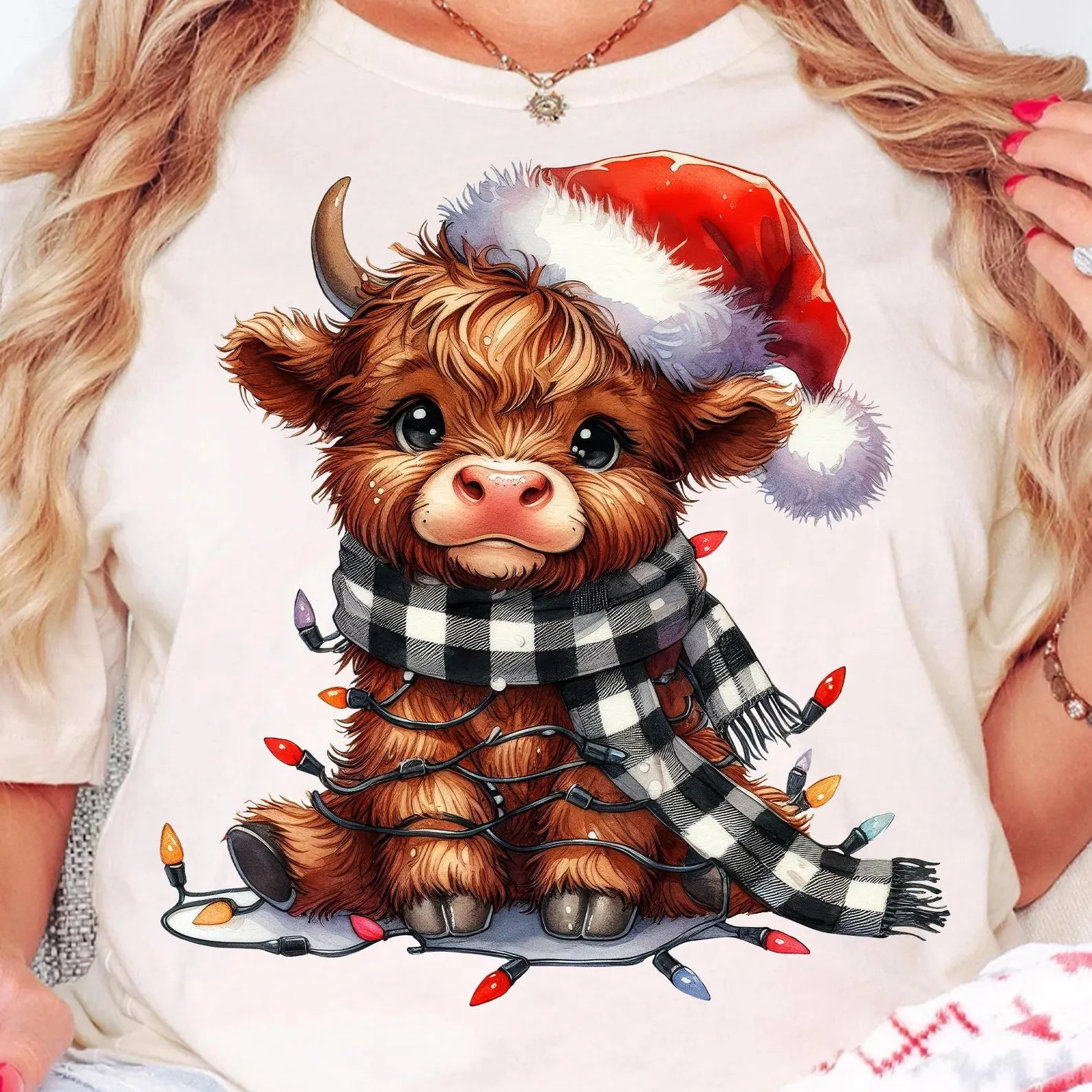 DTF Full Color Transfer - Christmas Lights Cow