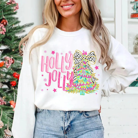 DTF Full Color TShirt Transfer - Holly Jolly Bright Pink